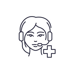 Medical call center line icon with woman operator