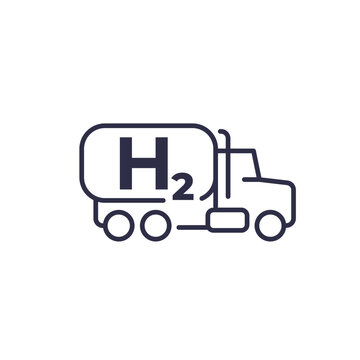 recommend clip art: hydrogen truck icon, h2 tanker on white