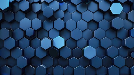 Top veiw Abstract blue technology hexagonal background - obrazy, fototapety, plakaty