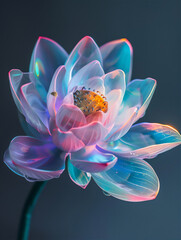 Transparent Blossom Lotus Flower with blue pink light