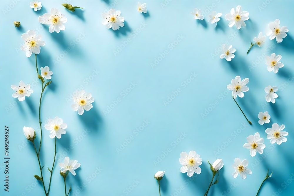 Poster flowers on a blue background