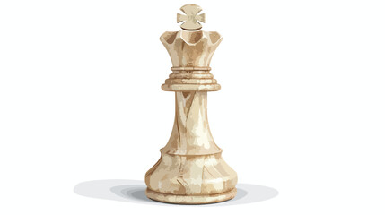 Fototapeta na wymiar White wooden chess piece king. Front viewhite vector ill
