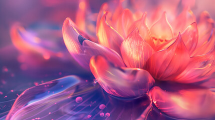 Transparent Blossom Lotus Flower with pink light - obrazy, fototapety, plakaty