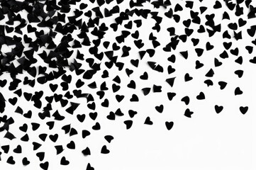 Fototapeta premium Black Confetti Scatter on White Backdrop