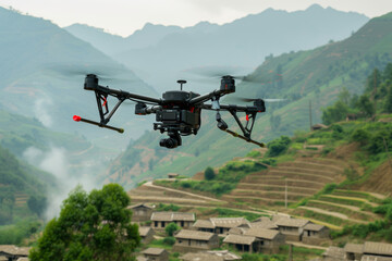 Fototapeta na wymiar Sky Guardian: Drone Flying