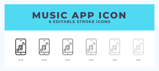 Music app icon. Outline. Lineal icon symbol vector. Black outline.