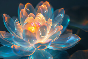 Transparent Blossom Lotus Flower with golden light