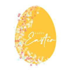 Easter Egg with Flowers, Happy Easter Background Symbol Vector