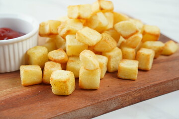 Fried potato - Patatas bravas traditional Spanish potatoes snack tapas