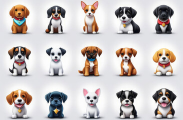 Elegant Paws: Dogs and Kittens in Icons for Website. 