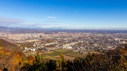 Panoramic city view of Graz in Austria