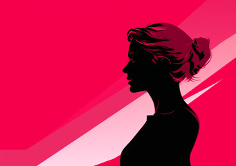 Academic feminist woman profile template illustration for social media marketing, in the style of light red, pop art icons сreated with Generative Ai