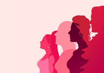 Academic feminist woman profile template illustration for social media marketing, in the style of light red, pop art icons сreated with Generative Ai