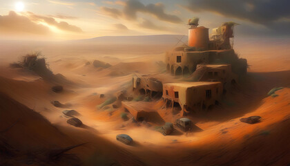 Apocalyptic Wasteland, Post-Apocalyptic, Desolate, Ruins, Destruction, Dystopia, End of the World, Barren, Abandoned, Fallout, Survival, Nuclear, Devastation, Ruined City, AI Generated