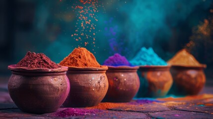 HOLI COLORS IN CLAY POTS