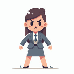 Flat design illustration of angry business woman expression concept