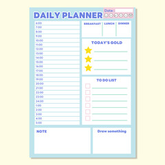 Daily planner printable and digital template menu, Cute and simple printable to do list, Daily planner template