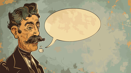 Retro cartoon victorian man with speech bubble