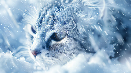 Winter cat snow winter and cat