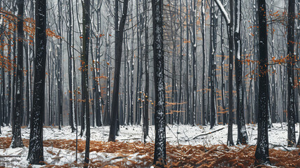 Winter forest in the Carpathians Lake - obrazy, fototapety, plakaty