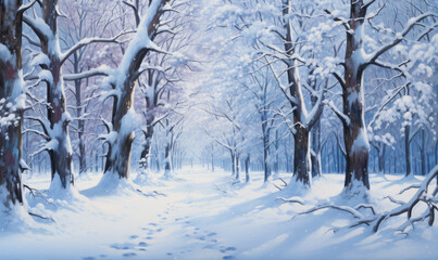 a fabulous snowy path between the trees