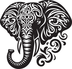 Vector illustration of head elephant with beautiful ornamental elephant pattern
