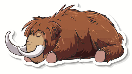 Sticker of a cartoon mammoth sleeping