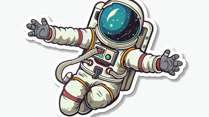 Sticker of a happy cartoon astronaut