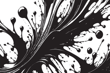 black texture of paint or ink splashes on white paper, vector illustration background texture