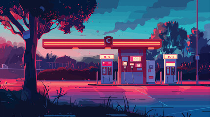 Vector illustration of a petrol station