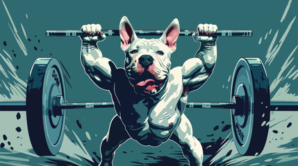 Vector illustration of a strong bullterrier with big background - obrazy, fototapety, plakaty