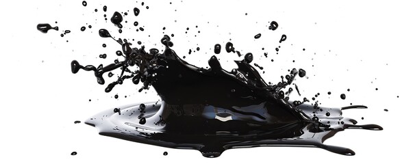 splashes of black water or oil on a white background. - obrazy, fototapety, plakaty