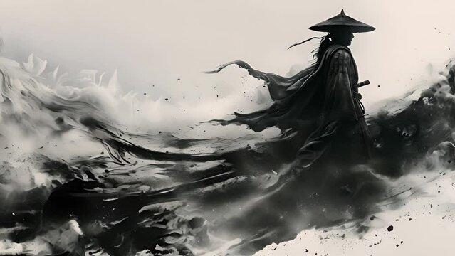 躍動感ある侍の立ち姿,Generative AI 
