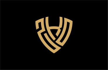 ZKO creative letter shield logo design vector icon illustration