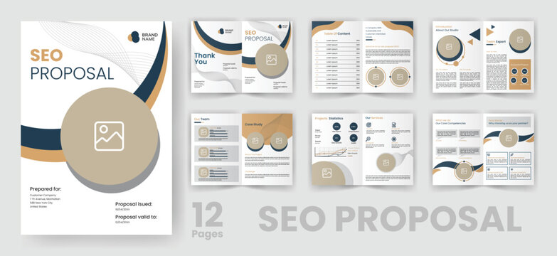 SEO Project Proposal Brochure Template. Abstract Website Pamphlet