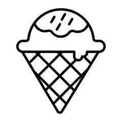 Fototapeta premium Ice Cream Cone Line Icon