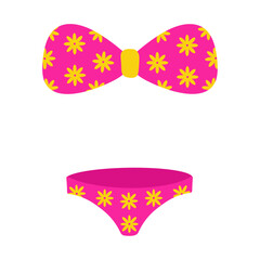 Floral Two-Piece Swimsuit Isolated on White