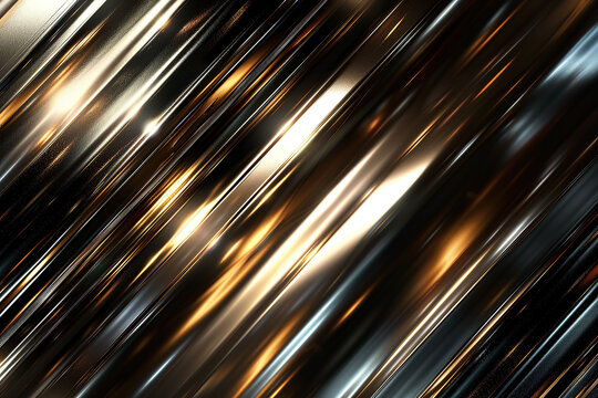 close up image of abstract shiny diagonal metallic stripes background Generative AI