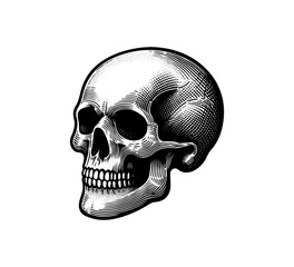 Human Skull Hand Drawn vector illustration graphic vintage