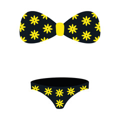 Floral Two-Piece Swimsuit Isolated on White