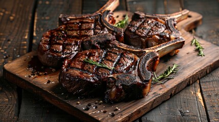 Fresh grilled beef. Medium rare grilled beef steak on a wooden cutting board.