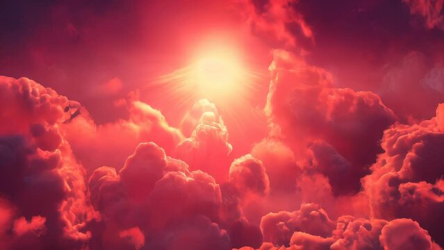 Clouds dyed in red and orange, dramatic skies at dusk
