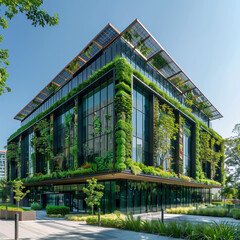 Fototapeta na wymiar Eco-Conscious Office Building Embracing Green Features