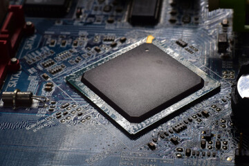 Chip, electronic equipment on the motherboard Electronic illustration background