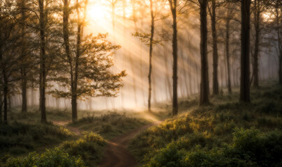 Fototapeta na wymiar morning dawn in the forest