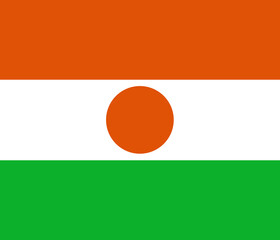 Close-up of vector graphic of orange, white and green national flag of African country of Niger with circle. Illustration made February 9th, 2024, Zurich, Switzerland. - obrazy, fototapety, plakaty