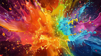 Energetic Abstract Color Splashes - obrazy, fototapety, plakaty