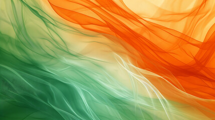 Irish-American Heritage Month abstract background template. Waves, stripes, tricolour of green, white and orange as in Flag of Ireland