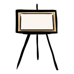 Artistic Easel with Blank Canvas - Vector Color Doodle Icon