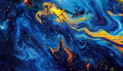 Liquid Dance: Abstract artwork showcasing colorful swirls of paint, perfect for adding a vibrant and dynamic touch.